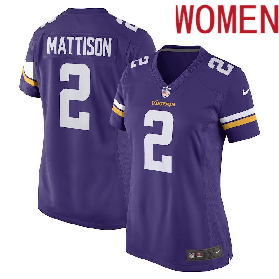 Women Minnesota Vikings 2 Alexander Mattison Nike Purple Game Player NFL Jersey
